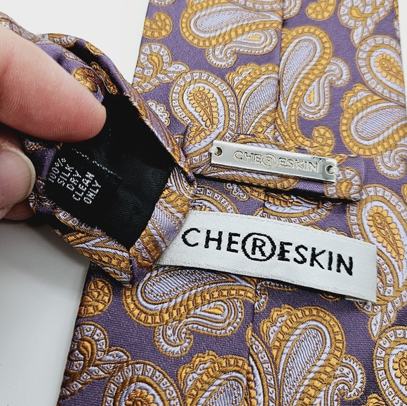 CHERESKIN | 100% silk paisley pattern neck tie - Picture 3 of 3